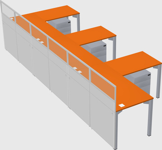 Shared l-shaped cubicle