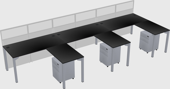 Shared l-shaped cubicle