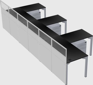 Shared l-shaped cubicle