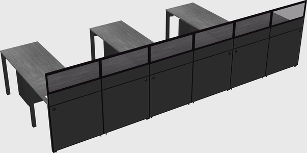 Shared l-shaped cubicle