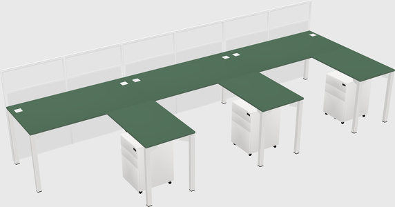 Shared l-shaped cubicle