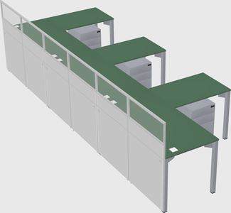 Shared l-shaped cubicle