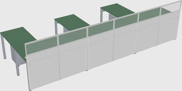 Shared l-shaped cubicle