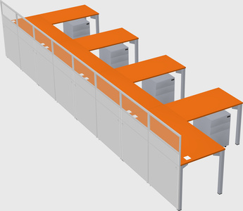 Shared l-shaped cubicle