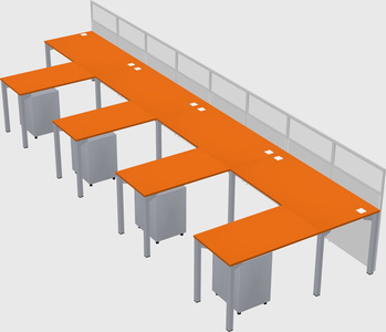 Shared l-shaped cubicle