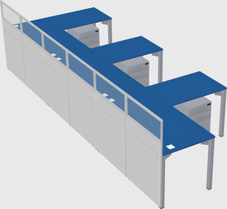 Shared l-shaped cubicle