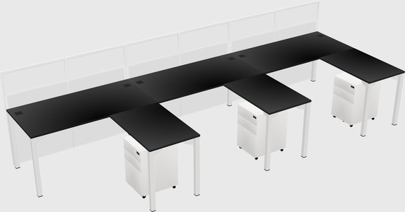 Shared l-shaped cubicle