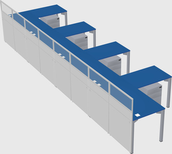 Shared l-shaped cubicle