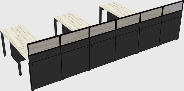 Shared l-shaped cubicle