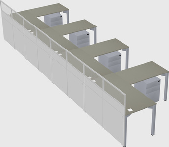 Shared l-shaped cubicle