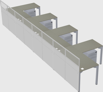 Shared l-shaped cubicle