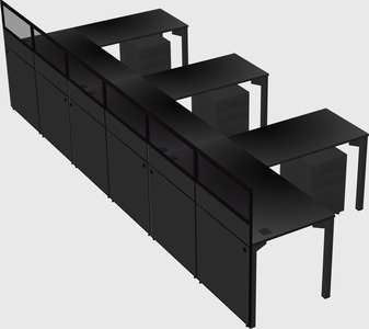 Shared l-shaped cubicle