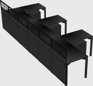 Shared l-shaped cubicle