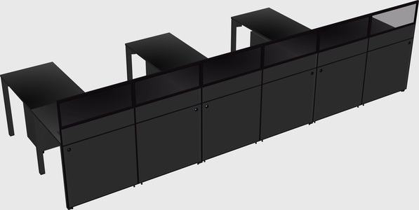 Shared l-shaped cubicle