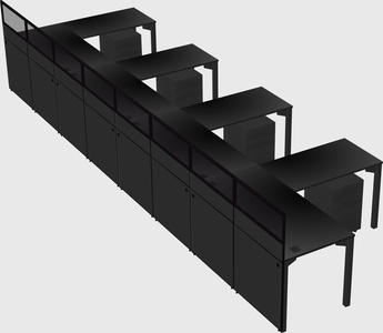 Shared l-shaped cubicle