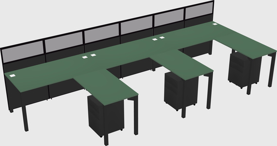 Shared l-shaped cubicle