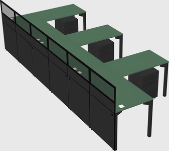 Shared l-shaped cubicle
