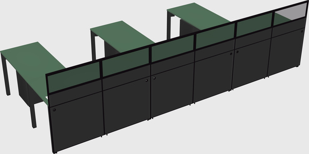 Shared l-shaped cubicle