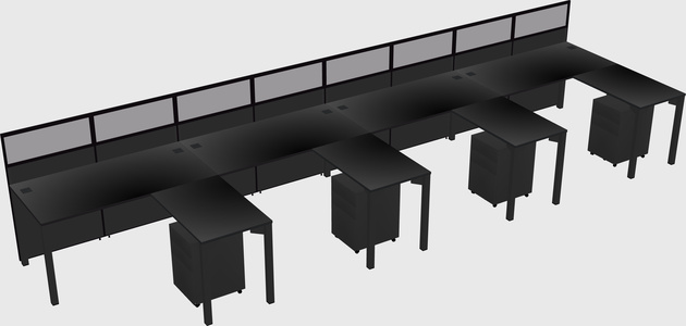 Shared l-shaped cubicle