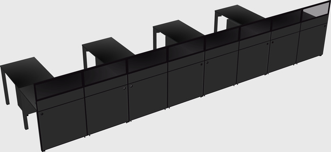 Shared l-shaped cubicle