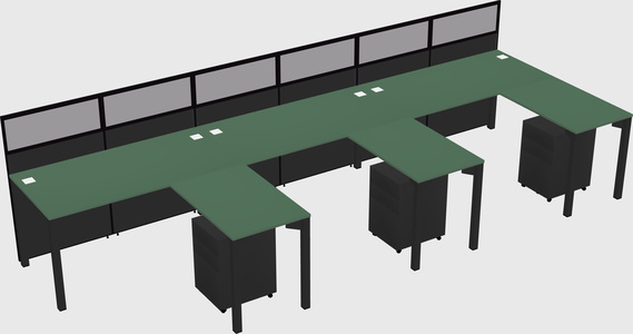 Shared l-shaped cubicle
