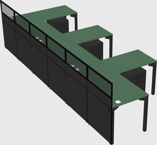 Shared l-shaped cubicle