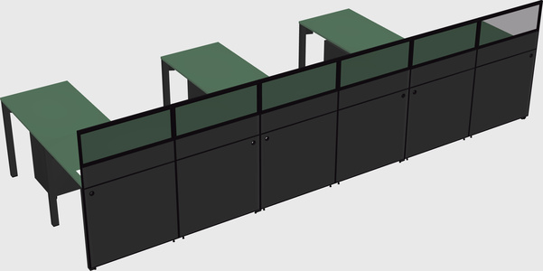 Shared l-shaped cubicle