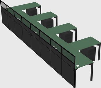Shared l-shaped cubicle