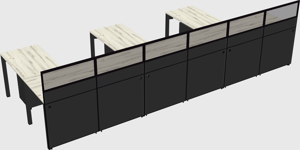 Shared l-shaped cubicle