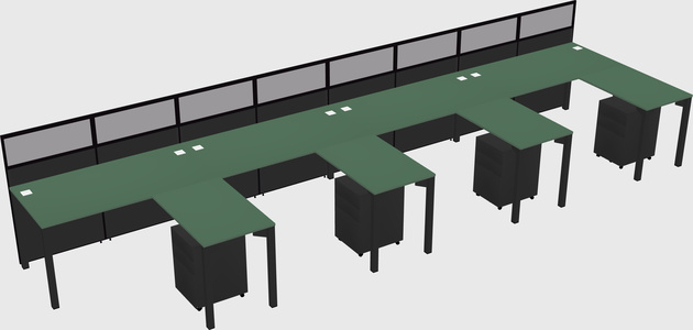 Shared l-shaped cubicle