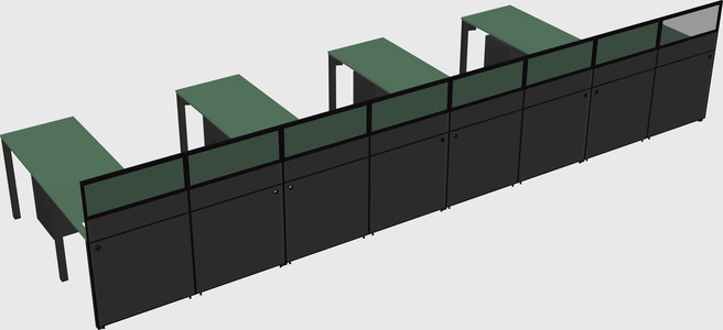 Shared l-shaped cubicle