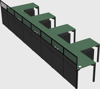 Shared l-shaped cubicle