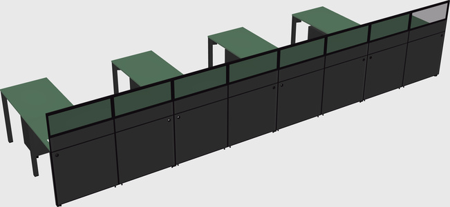 Shared l-shaped cubicle