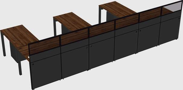 Shared l-shaped cubicle
