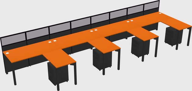 Shared l-shaped cubicle