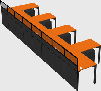Shared l-shaped cubicle