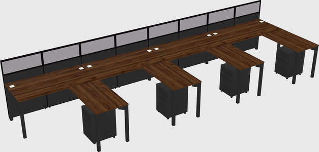 Shared l-shaped cubicle