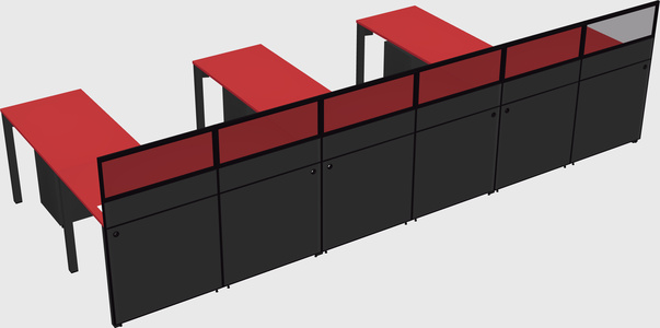 Shared l-shaped cubicle