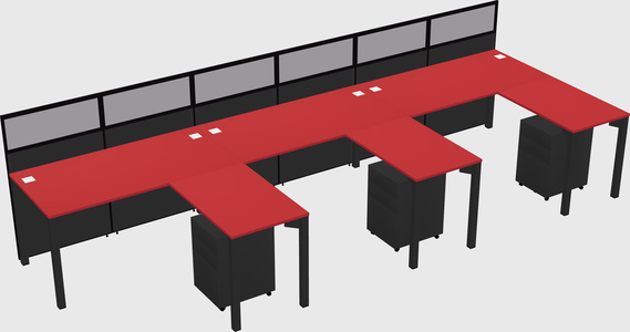 Shared l-shaped cubicle