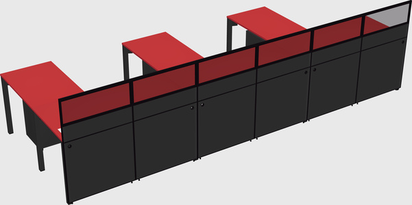 Shared l-shaped cubicle