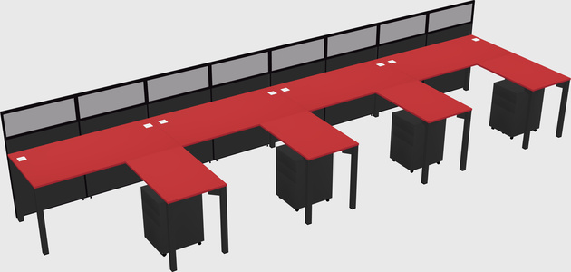 Shared l-shaped cubicle