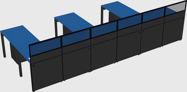 Shared l-shaped cubicle