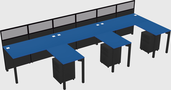Shared l-shaped cubicle