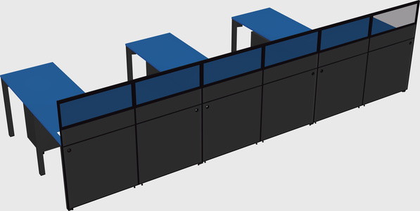 Shared l-shaped cubicle