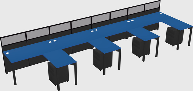 Shared l-shaped cubicle