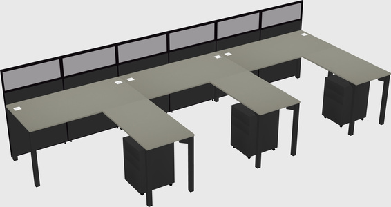 Shared l-shaped cubicle