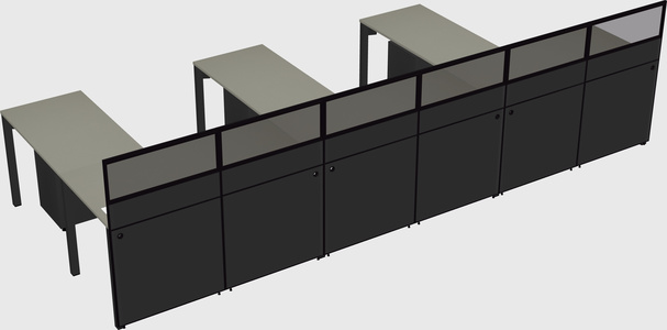Shared l-shaped cubicle
