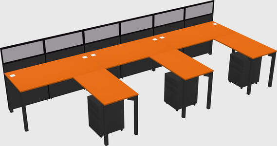 Shared l-shaped cubicle
