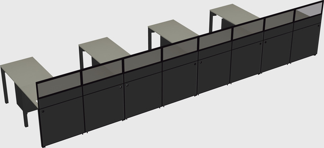 Shared l-shaped cubicle
