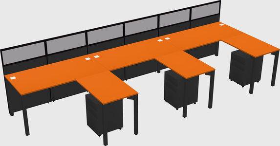 Shared l-shaped cubicle